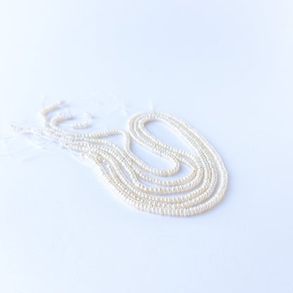 Handmade jewellery components featuring Freshwater Pearl rondelles with polished finish and classic pearl glow.