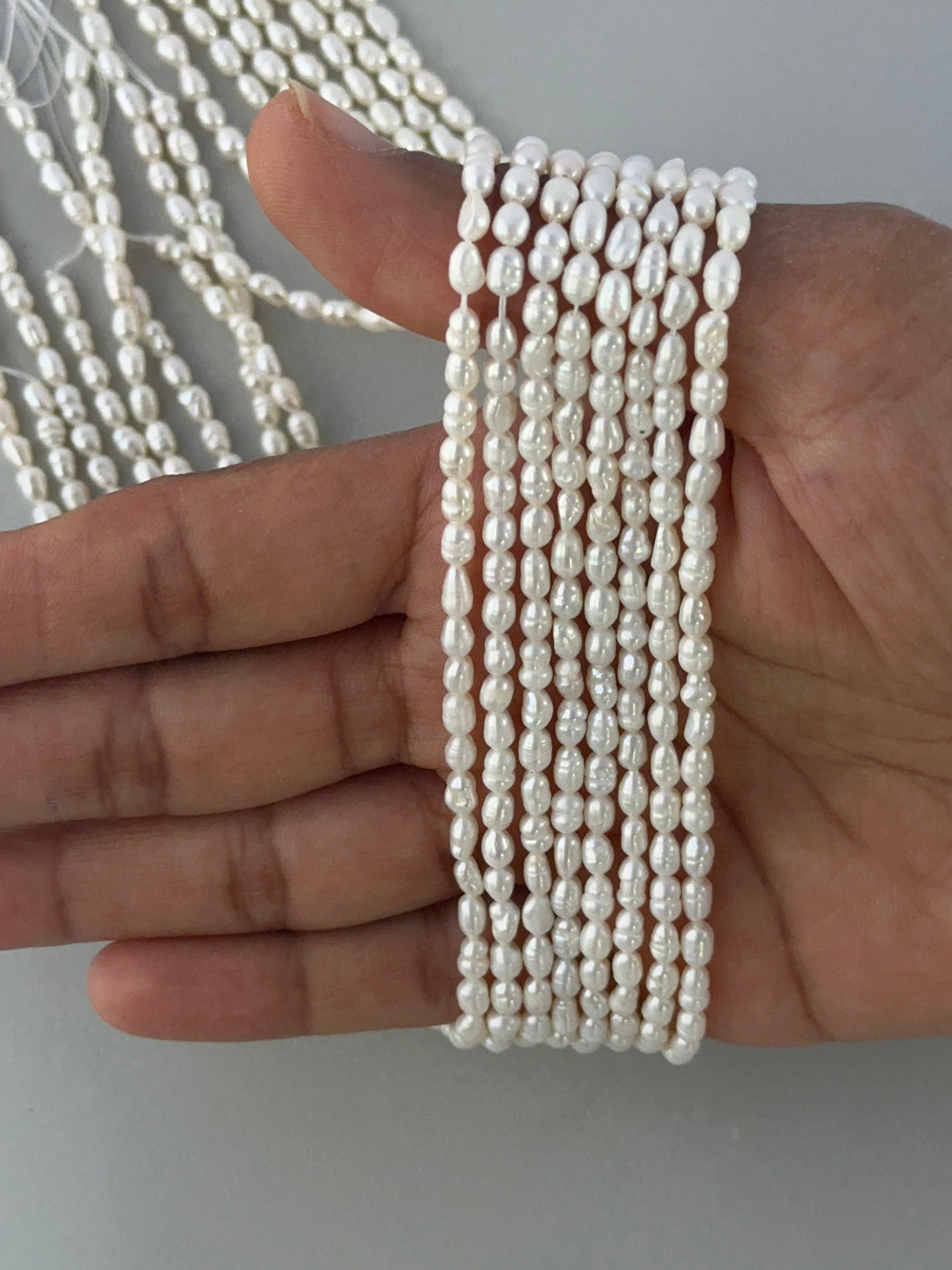 Freshwater Pearls | Smooth Rice Shape | 3.4-3.5mm Bead Size | 36cm Strand Length
