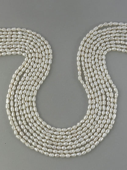 Freshwater Pearls | Smooth Rice Shape | 3.4-3.5mm Bead Size | 36cm Strand Length