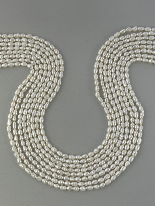 Freshwater Pearls | Smooth Rice Shape | 3.4-3.5mm Bead Size | 36cm Strand Length