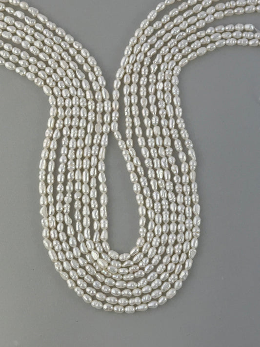 Freshwater Pearls | Smooth Rice Shape | 3.4-3.5mm Bead Size | 36cm Strand Length