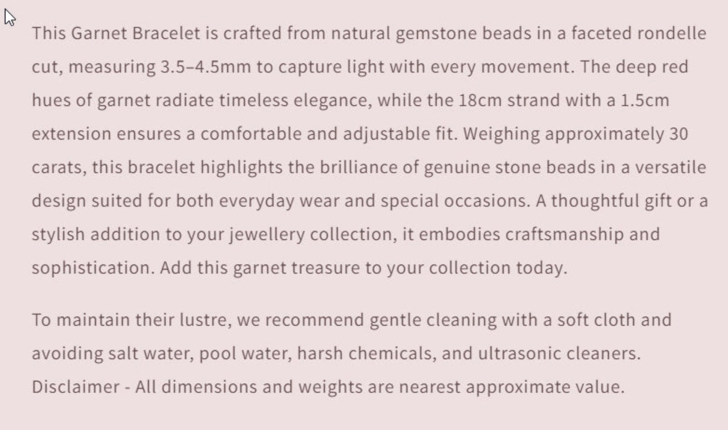 Text describing the product details of the gemstone beads , as seen on the Australian owned and trusted bead supplier, Melbourne Gemstone Beads.