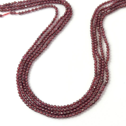 2.5mm faceted Garnet rondelle beads on a 32cm strand for jewellery making