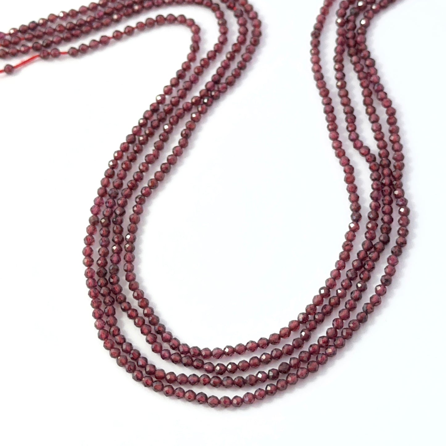 Polished faceted Garnet rondelle beads in rich red tones, 2.5mm size