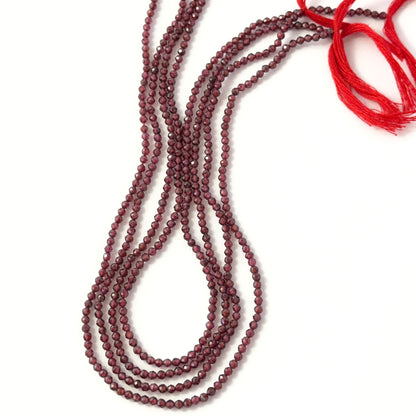 Deep red Garnet faceted rondelle gemstone strand with uniform 2.5mm beads