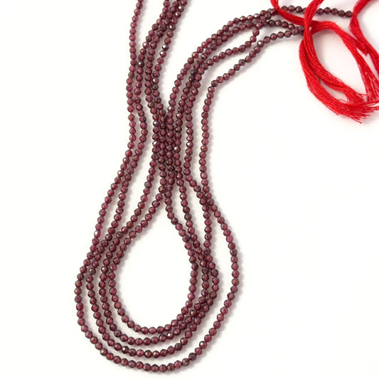 Deep red Garnet faceted rondelle gemstone strand with uniform 2.5mm beads