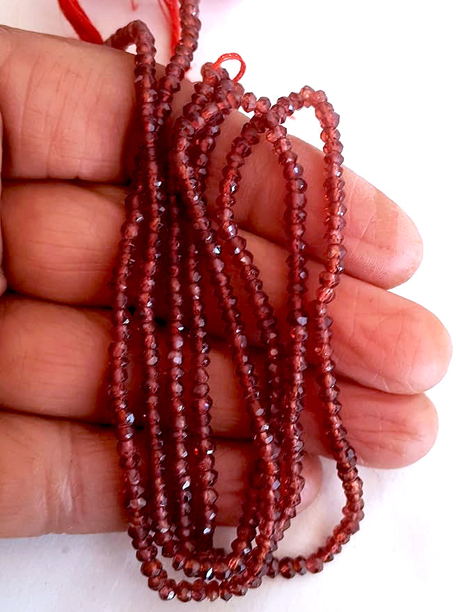 Garnet | Faceted Rondelle | 3mm Bead Size | 33cm Strand Length | 28 Carats
