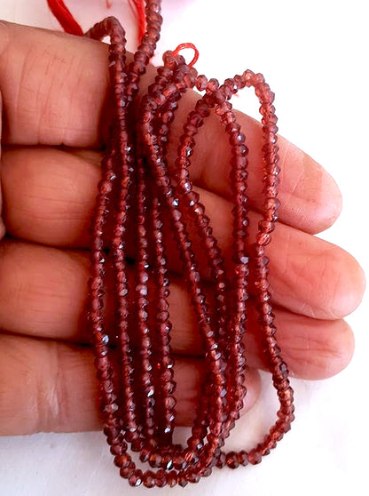 Garnet | Faceted Rondelle | 3mm Bead Size | 33cm Strand Length | 28 Carats