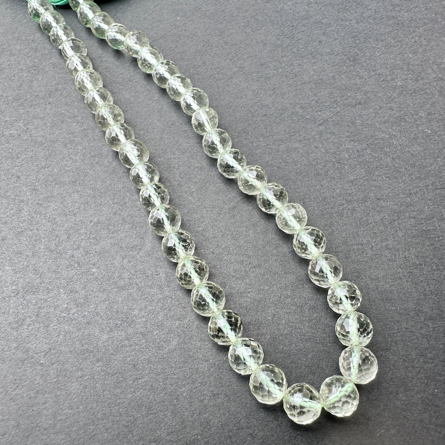 Stone Beads in Green Amethyst with refined faceted round cut for handmade jewellery components