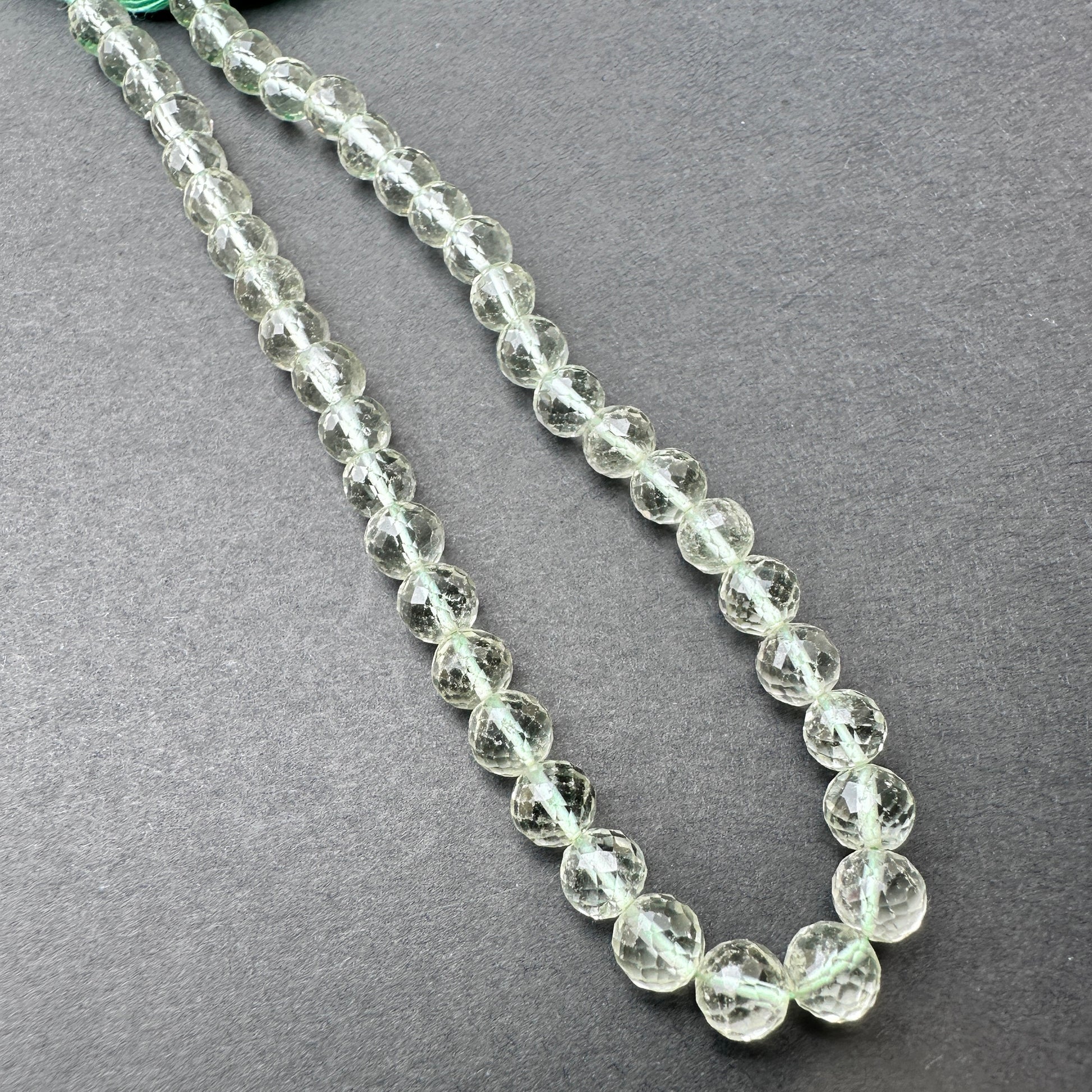 Stone Beads in Green Amethyst with refined faceted round cut for handmade jewellery components