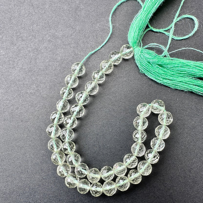 Natural gemstone beads in Green Amethyst, 6mm size, ideal for elegant DIY jewellery designs.