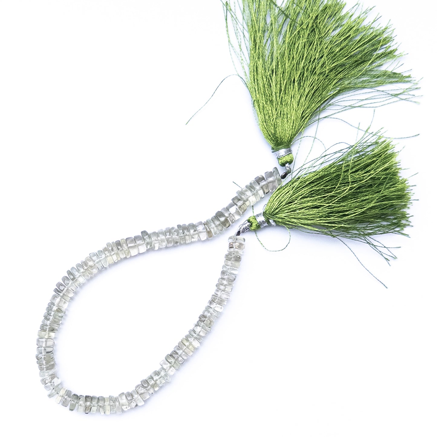 Green Amethyst gemstone wheel beads ideal for delicate jewellery making.