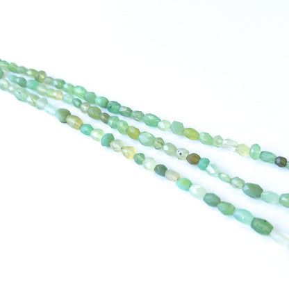 Green Chalcedony faceted oval gemstone beads in 4–7.5mm sizes, genuine stone beads for handmade jewellery.