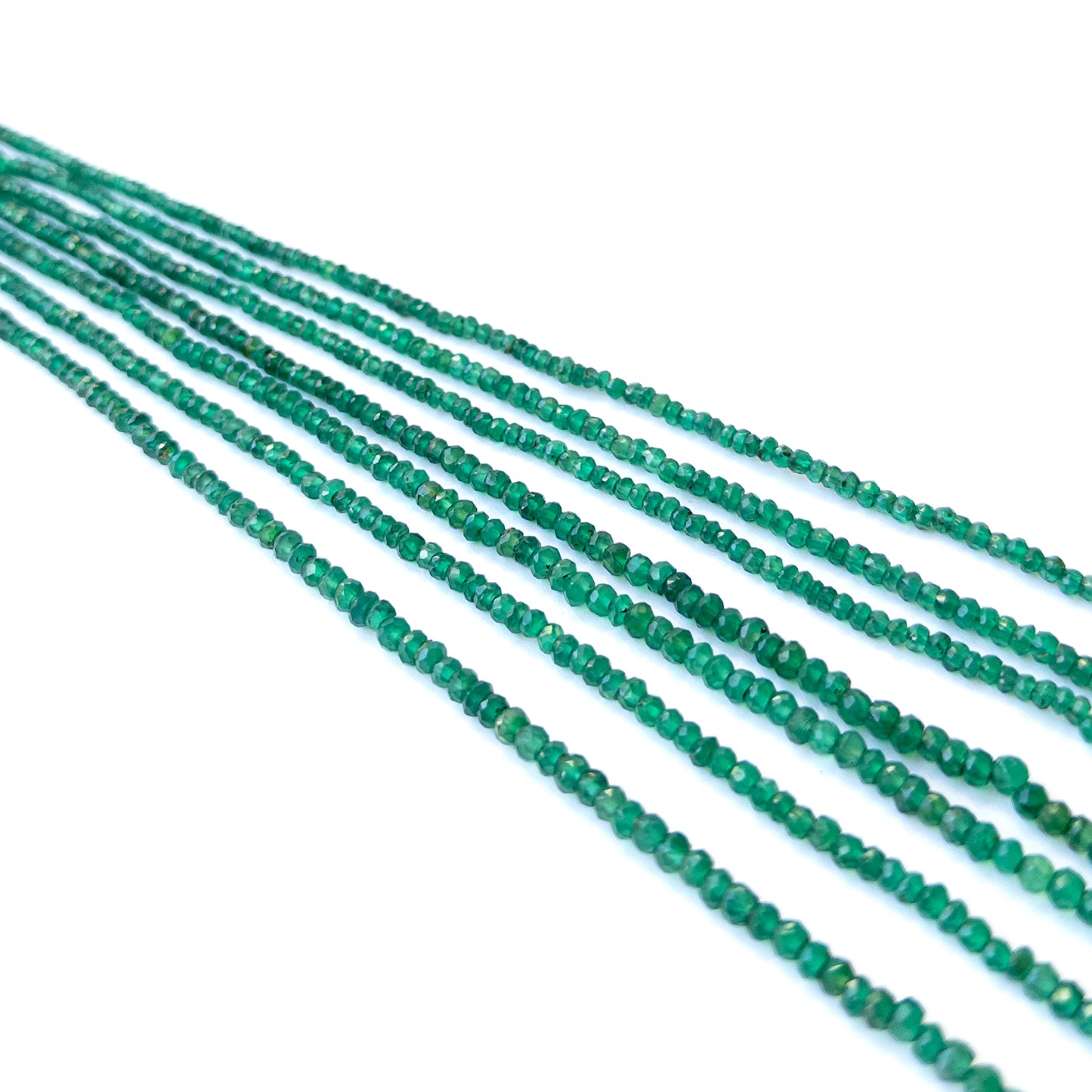 Green Onyx faceted rondelle gemstone beads in 3–4.4mm sizes, genuine stone beads for handmade jewellery.
