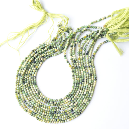 Authentic Green Opal stone beads with faceted rondelle cut, ideal for DIY jewellery makers seeking high‑quality gemstone components.