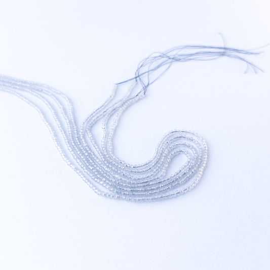 Grey Chalcedony faceted rondelle 2.2mm genuine gemstone beads arranged in a sparkling 35cm strand for handmade jewellery.