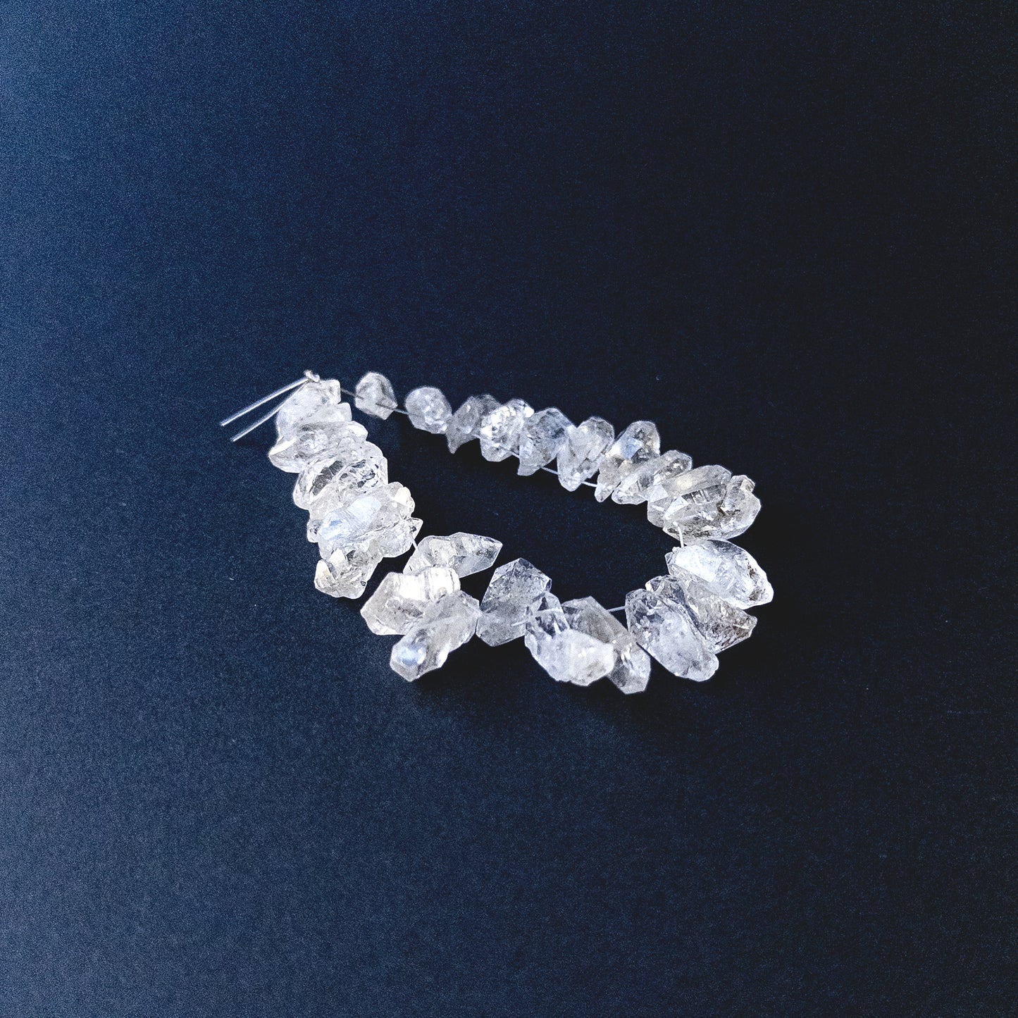 Herkimer Diamond drilled rough gemstone beads showing natural clarity and sparkle for handmade jewellery components.