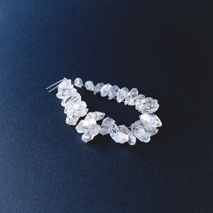Herkimer Diamond drilled rough gemstone beads showing natural clarity and sparkle for handmade jewellery components.