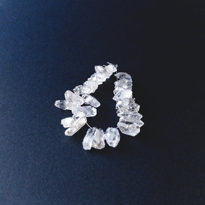 Genuine Herkimer Diamond stone beads in drilled rough form with bright crystal shine ideal for DIY jewellery making.