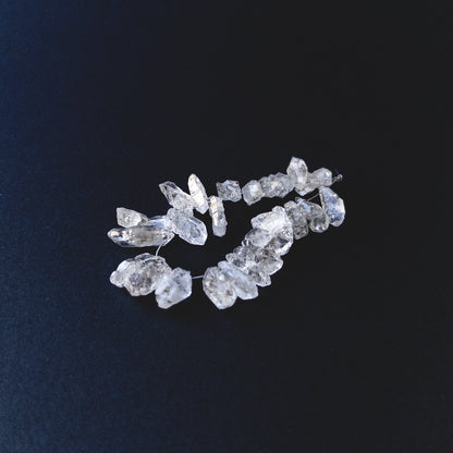 Authentic Herkimer Diamond rough beads showcasing natural double‑terminated shapes and raw brilliance.