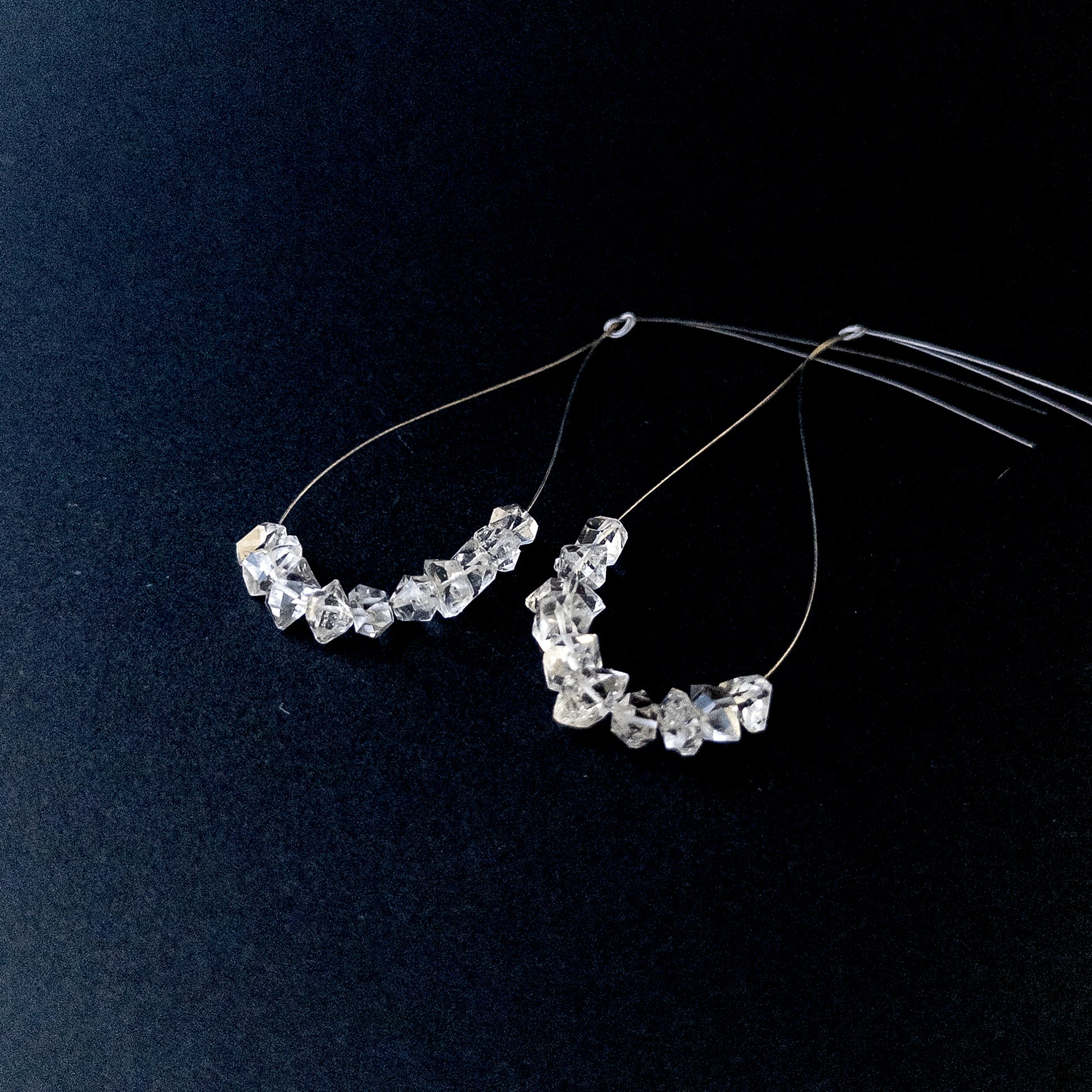Herkimer Diamond drilled rough gemstone beads showing natural clarity and sparkle for handmade jewellery components.