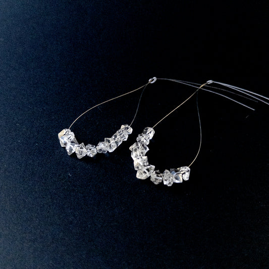 Herkimer Diamond drilled rough gemstone beads showing natural clarity and sparkle for handmade jewellery components.