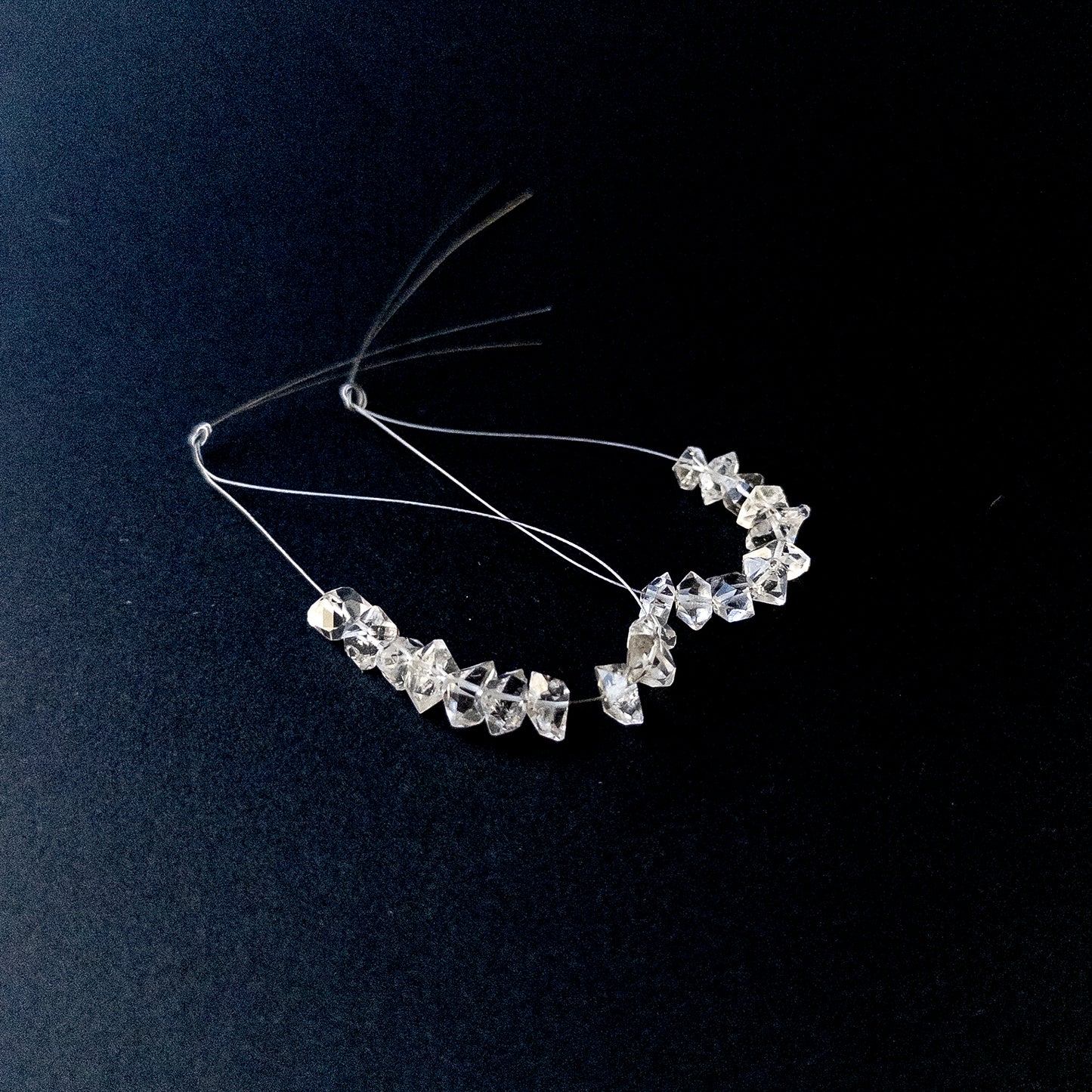 Genuine Herkimer Diamond stone beads in drilled rough form with bright crystal shine ideal for DIY jewellery making.