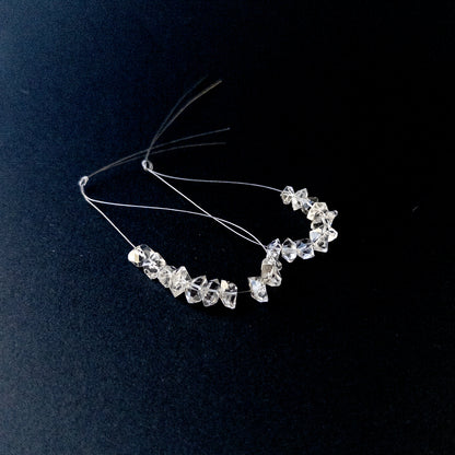 Genuine Herkimer Diamond stone beads in drilled rough form with bright crystal shine ideal for DIY jewellery making.