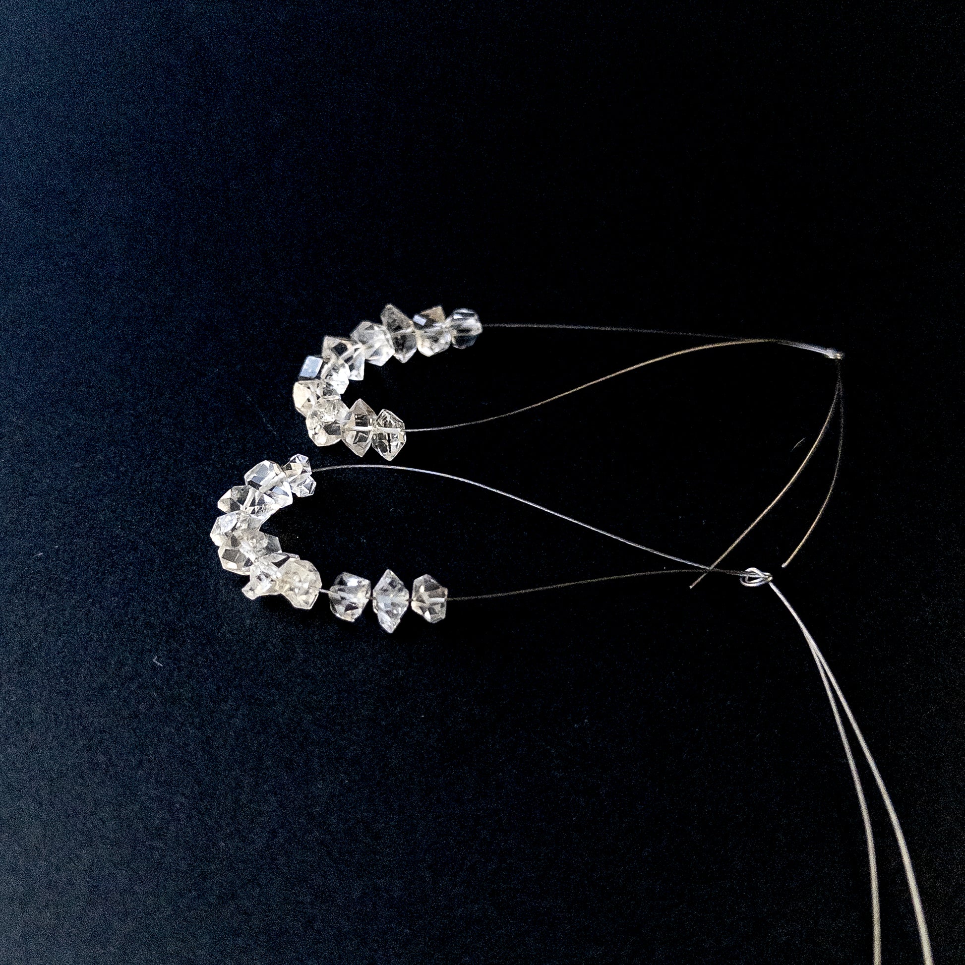 Authentic Herkimer Diamond rough beads showcasing natural double‑terminated shapes and raw brilliance.