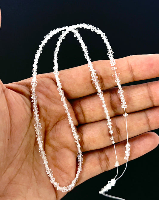 30cm strand of 2mm Herkimer quartz chips with a ntural raw sparkle, ideal for delicate handmade necklaces