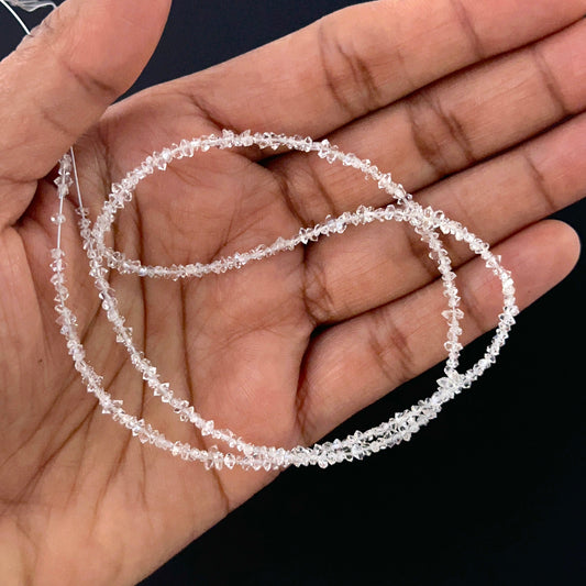 Fine clear Herkimer quartz chips showing raw sparkle for handmade jewellery components