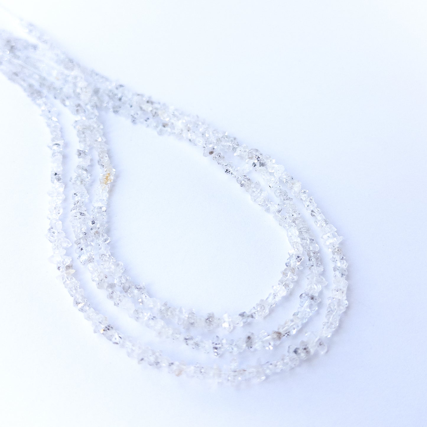 Herkimer Diamond chip beads 3–4mm arranged in a sparkling 15cm or 20cm strand for handmade jewellery.