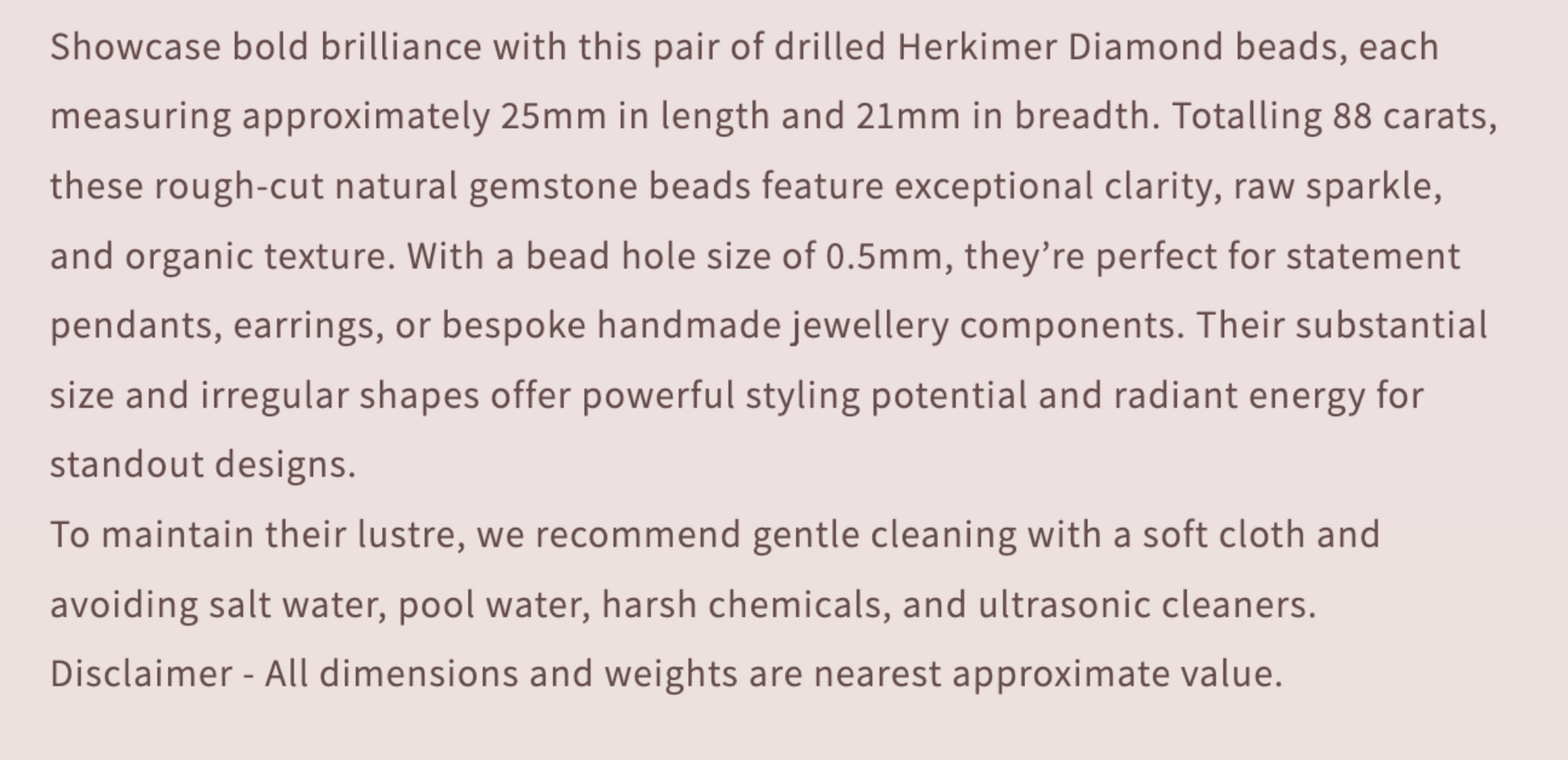 Text describing the product details of the gemstone beads , as seen on the Australian owned and trusted bead supplier, Melbourne Gemstone Beads.