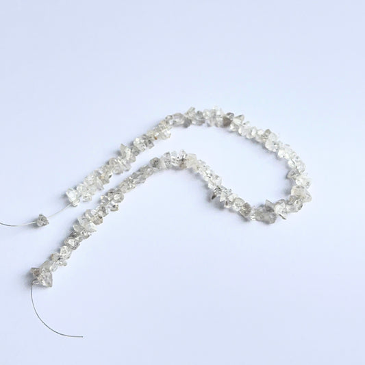 Herkimer Diamond rough beads showing clarity and raw sparkle for handmade jewellery designs.
