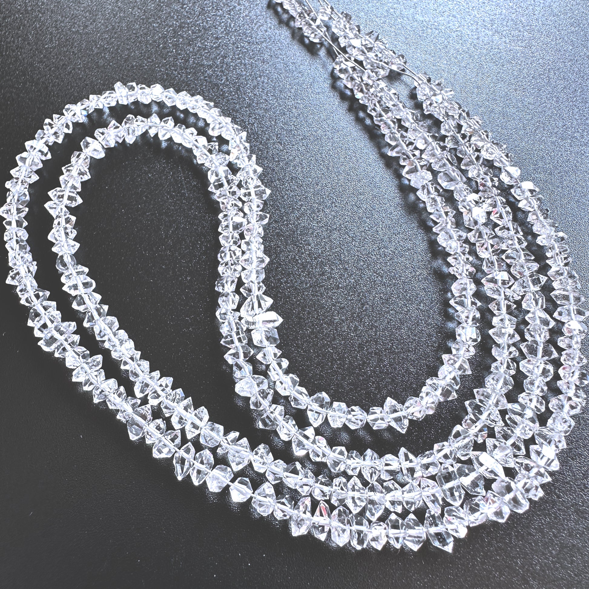 Natural gemstone beads for DIY jewellery featuring Herkimer Diamond with centre-drilled rugged finish.