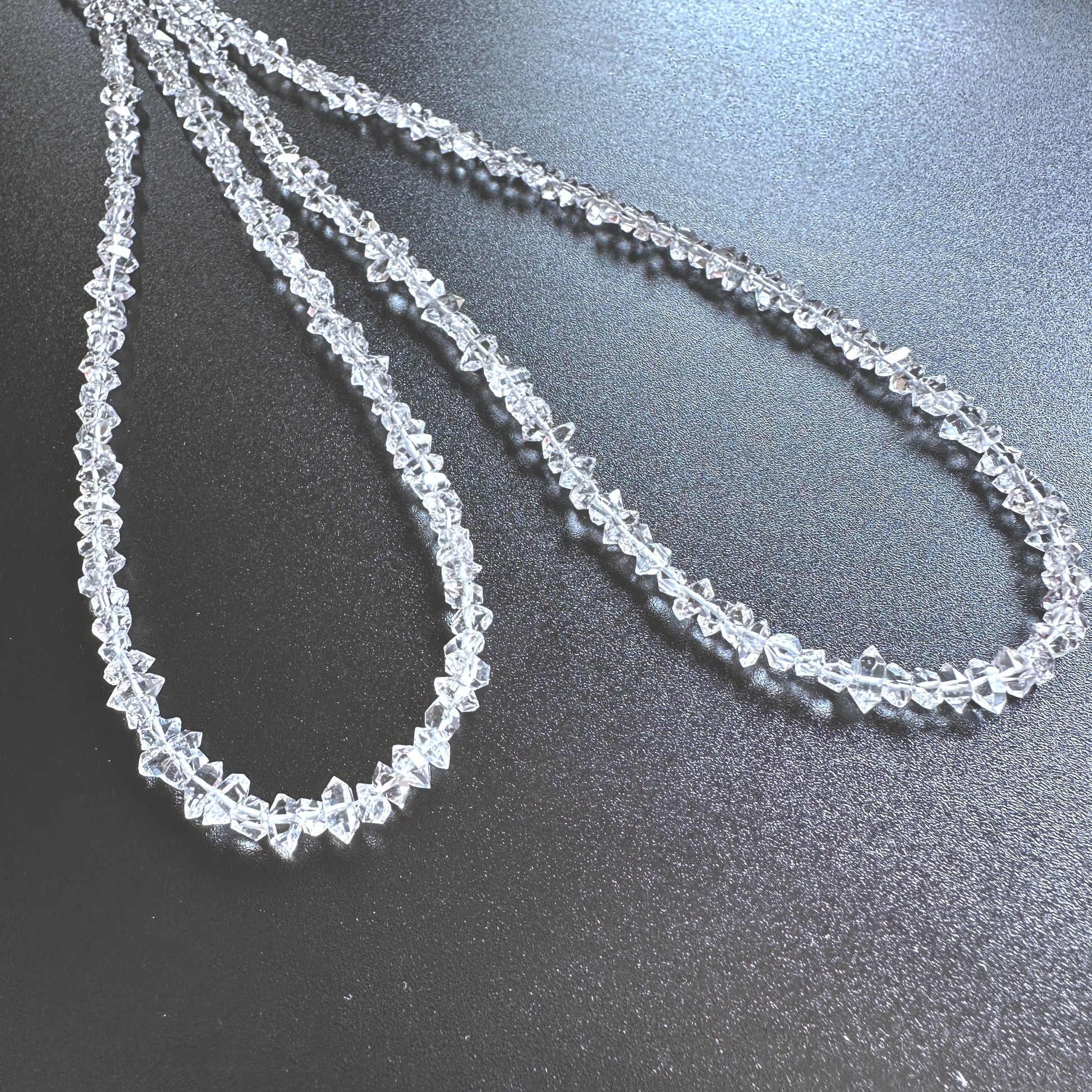 Handmade jewellery components Australia using Herkimer Diamond stone beads with 0.5mm drill holes.