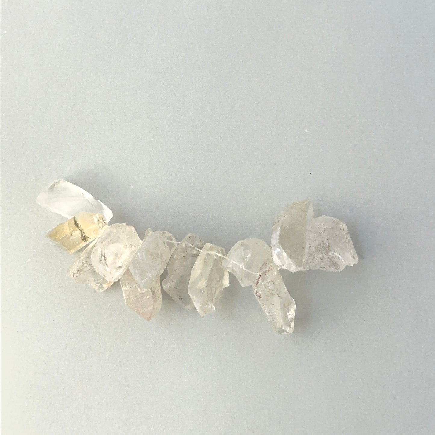 Handmade jewellery components using large rough drilled Herkimer Diamonds for artisan fashion