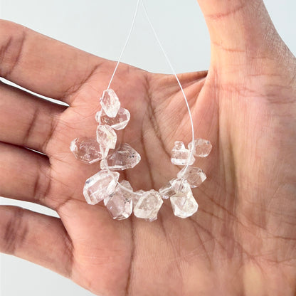 Rough gemstone beads for DIY jewellery designs featuring 39 carats of clear Herkimer quartz