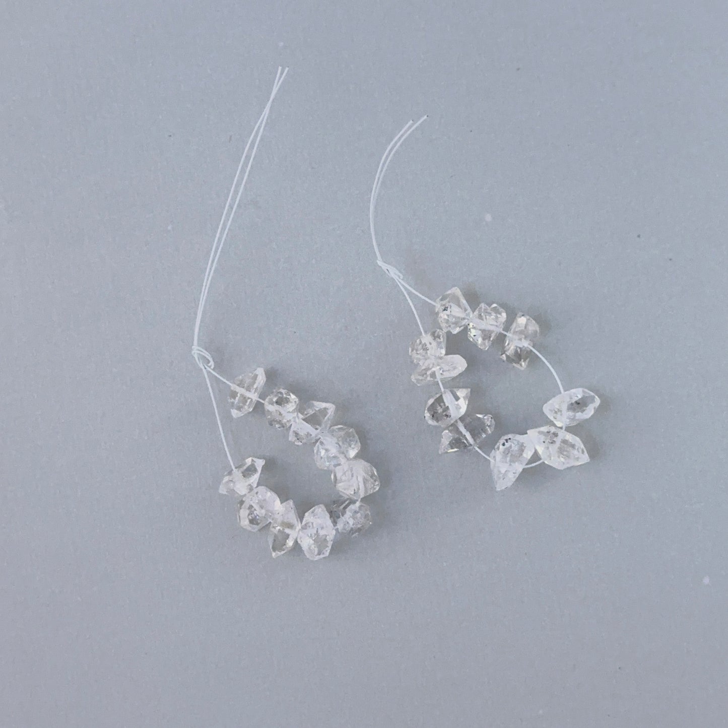 Small double terminated Herkimer quartz stone beads with bright clarity for DIY jewellery