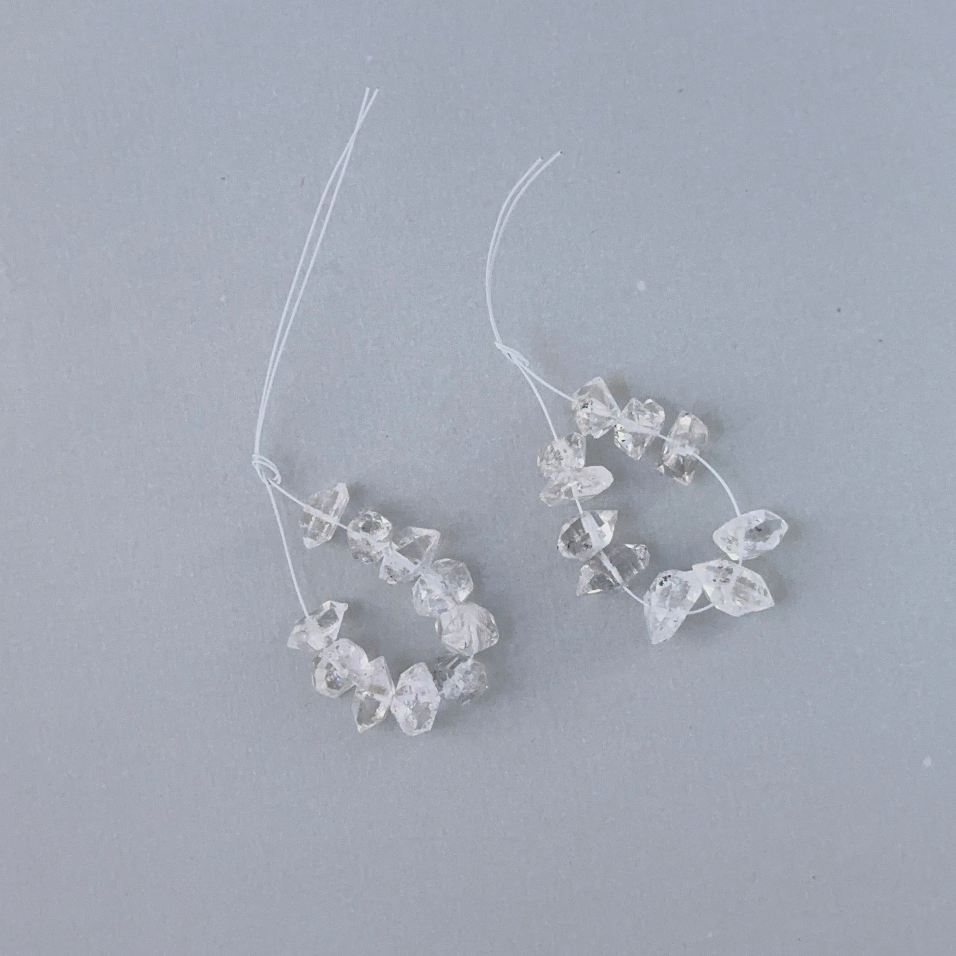 Small double terminated Herkimer quartz stone beads with bright clarity for DIY jewellery