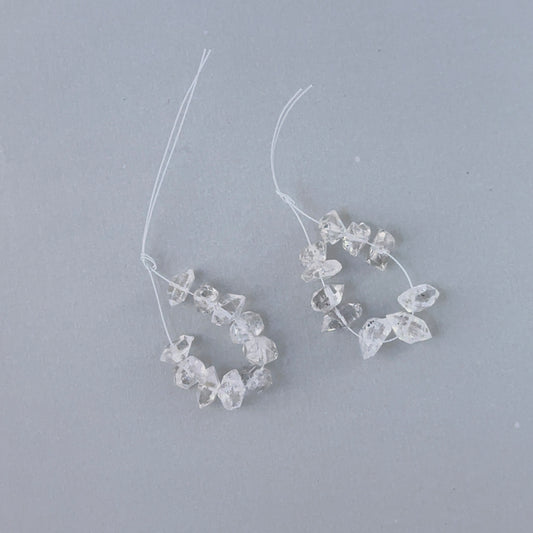 Small double terminated Herkimer quartz stone beads with bright clarity for DIY jewellery