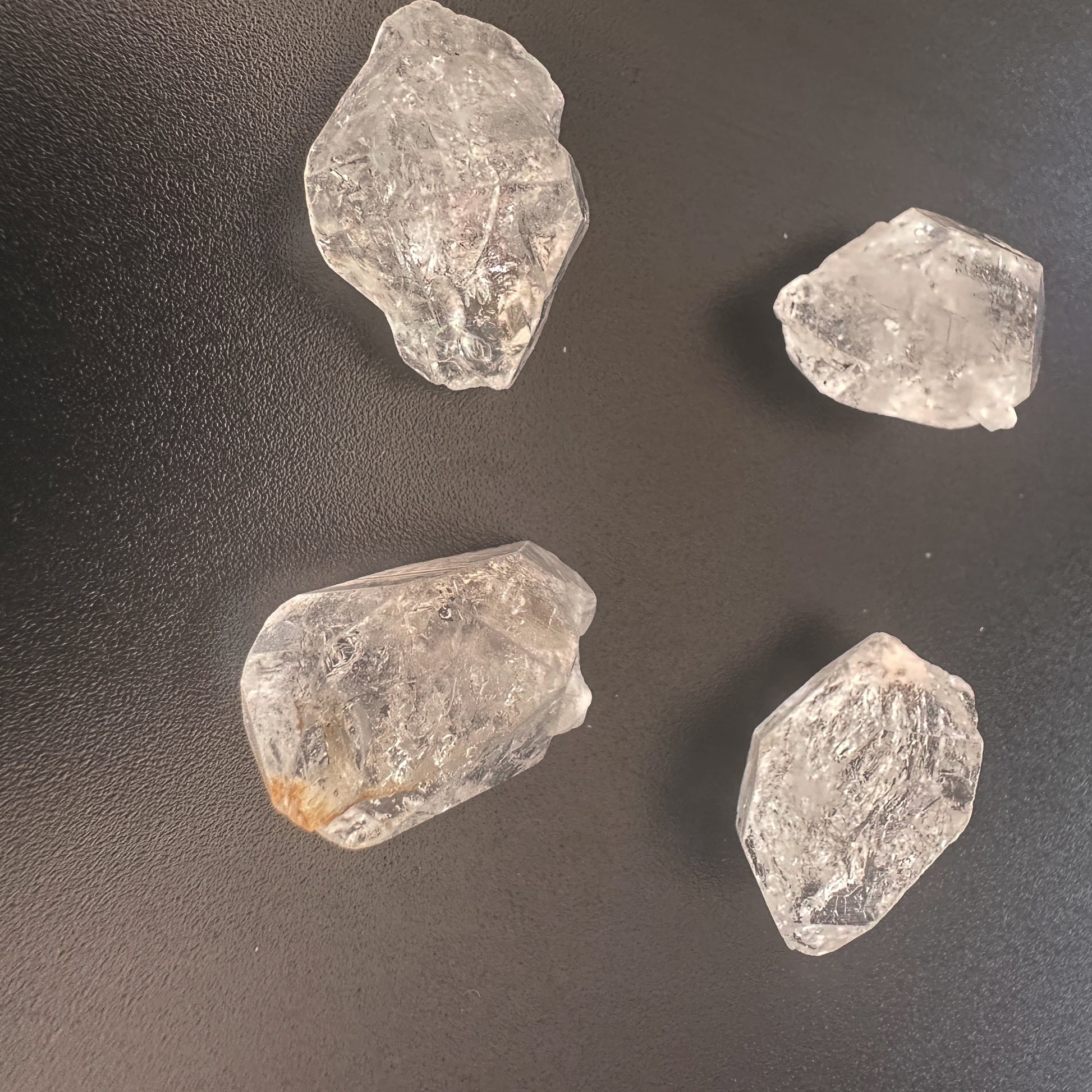 Raw Herkimer gemstones with brilliant shine and organic cut, ideal for custom jewelle