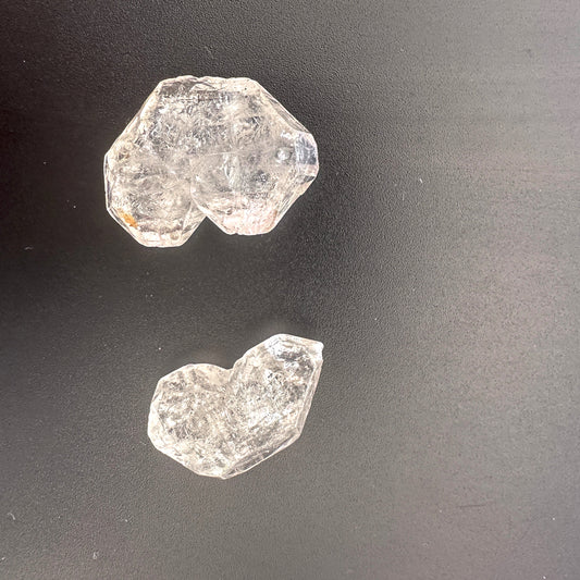Herkimer undrilled gemstone with high clarity and raw double-terminated points in a 2-piece pack.