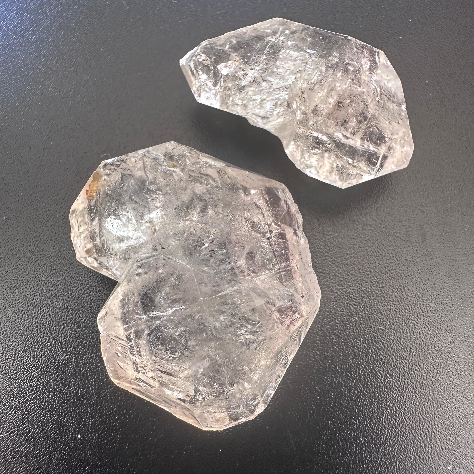 Detailed view of Herkimer undrilled stones with unique structure and natural shine.