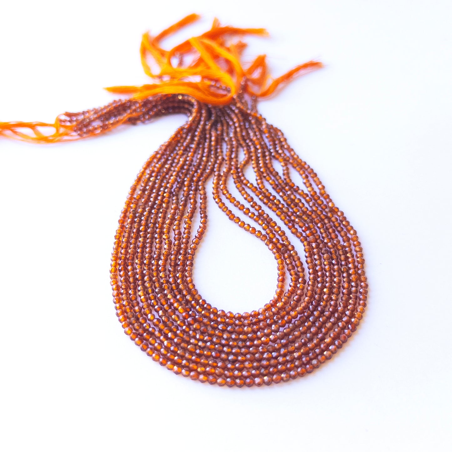 Authentic Hessonite stone beads with faceted rondelle cut, ideal for DIY jewellery makers seeking premium gemstone components.