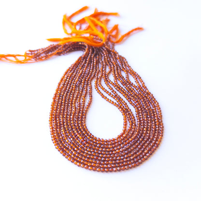Authentic Hessonite stone beads with faceted rondelle cut, ideal for DIY jewellery makers seeking premium gemstone components.