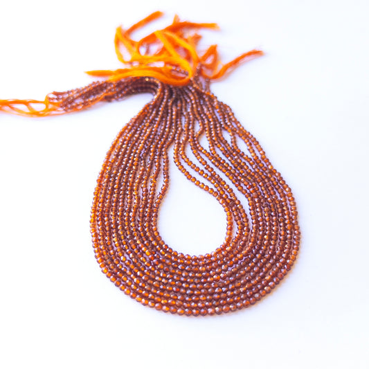 Authentic Hessonite stone beads with faceted rondelle cut, ideal for DIY jewellery makers seeking premium gemstone components.