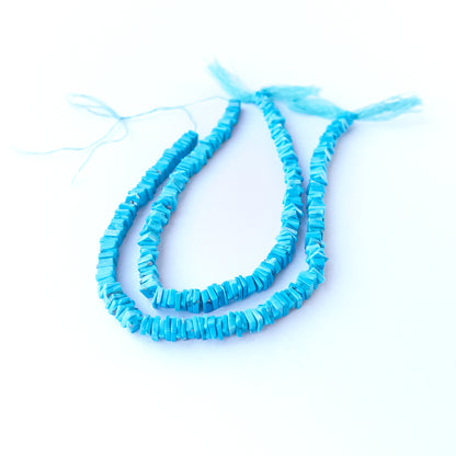 Genuine Howlite Turquoise stone beads for DIY jewellery featuring polished square heishi shaping.