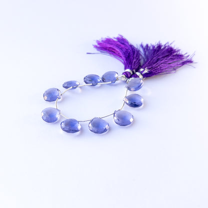 High‑quality hydro briolette gemstone beads with sharp facets and consistent colour across 10 pieces.