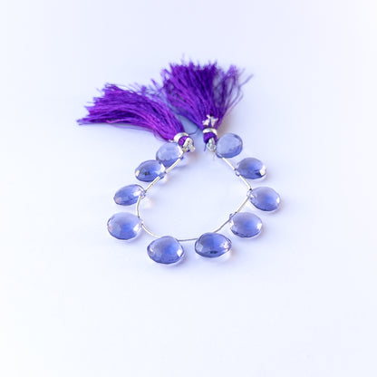 Handmade jewellery components featuring hydro faceted briolettes with vibrant shine and polished finish.